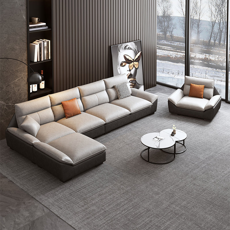 Flared Arm Sofa in White Stain/Water Resistant Sofa & Chaise
