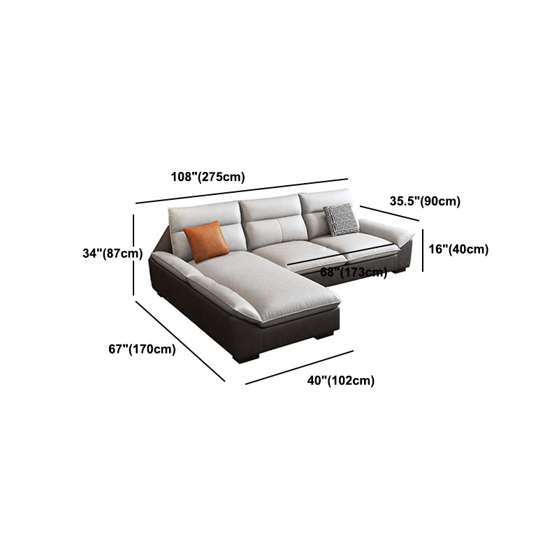 Flared Arm Sofa in White Stain/Water Resistant Sofa & Chaise