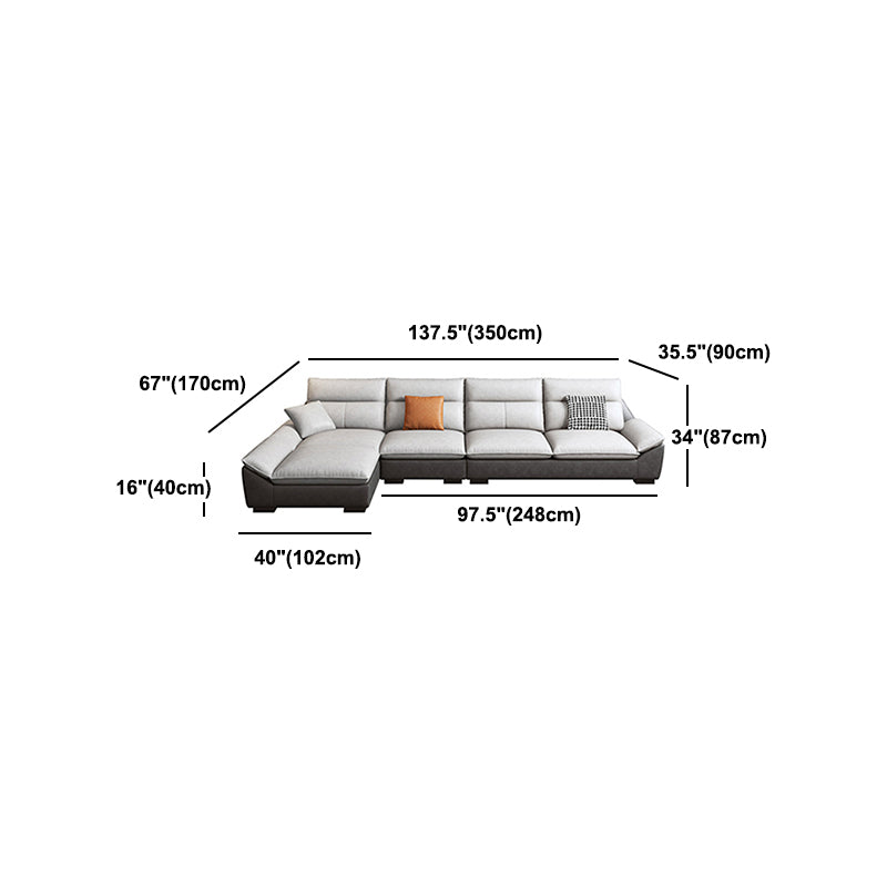 Flared Arm Sofa in White Stain/Water Resistant Sofa & Chaise