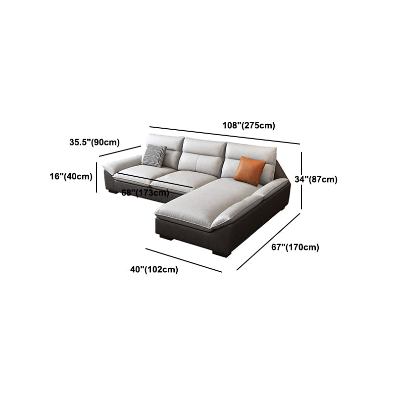 Flared Arm Sofa in White Stain/Water Resistant Sofa & Chaise