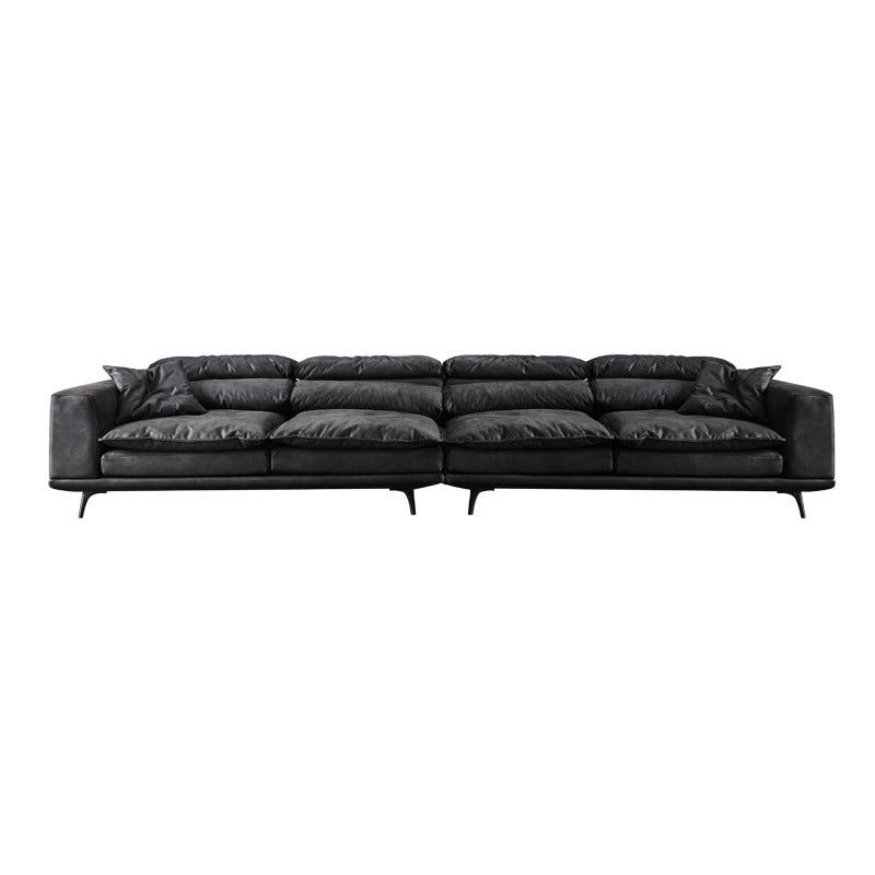 Square Armrest Cushioning Backrest Black Metal Sofa Legs Black Tech Fabric Sofa Bed