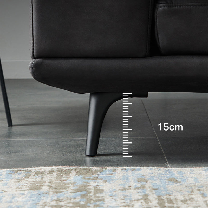 Square Armrest Cushioning Backrest Black Metal Sofa Legs Black Tech Fabric Sofa Bed