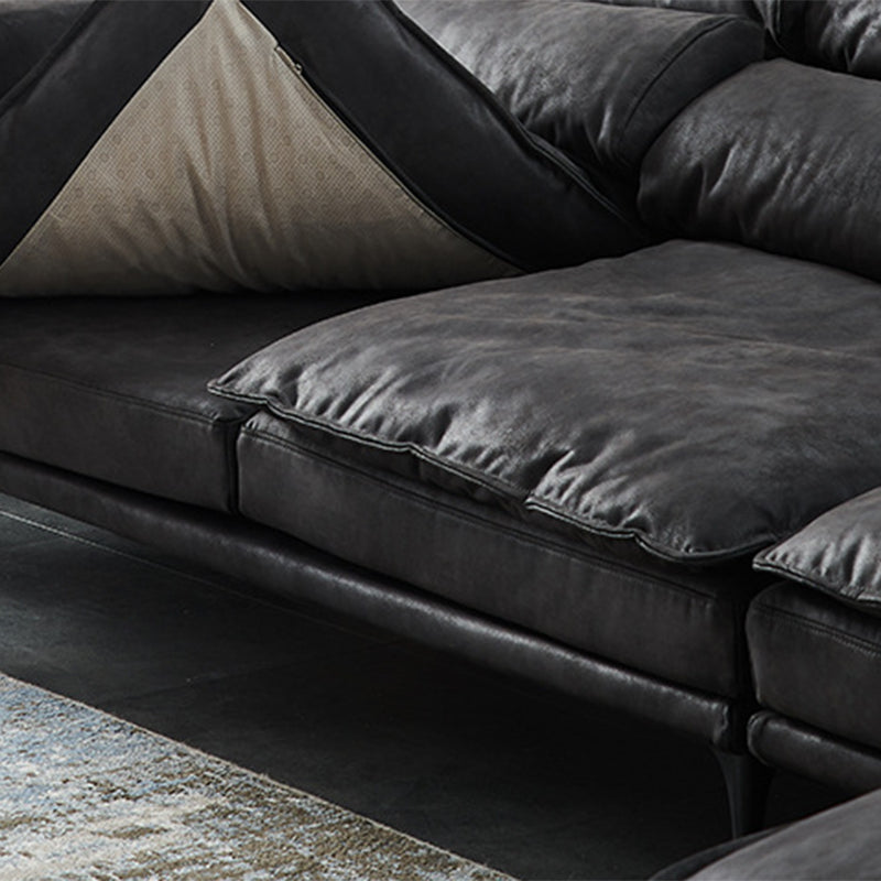 Square Armrest Cushioning Backrest Black Metal Sofa Legs Black Tech Fabric Sofa Bed