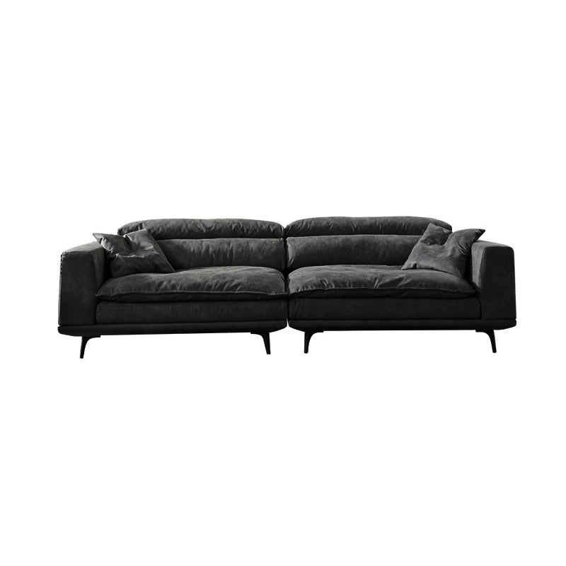 Square Armrest Cushioning Backrest Black Metal Sofa Legs Black Tech Fabric Sofa Bed