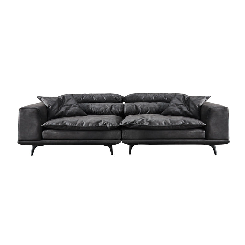 Square Armrest Cushioning Backrest Black Metal Sofa Legs Black Tech Fabric Sofa Bed