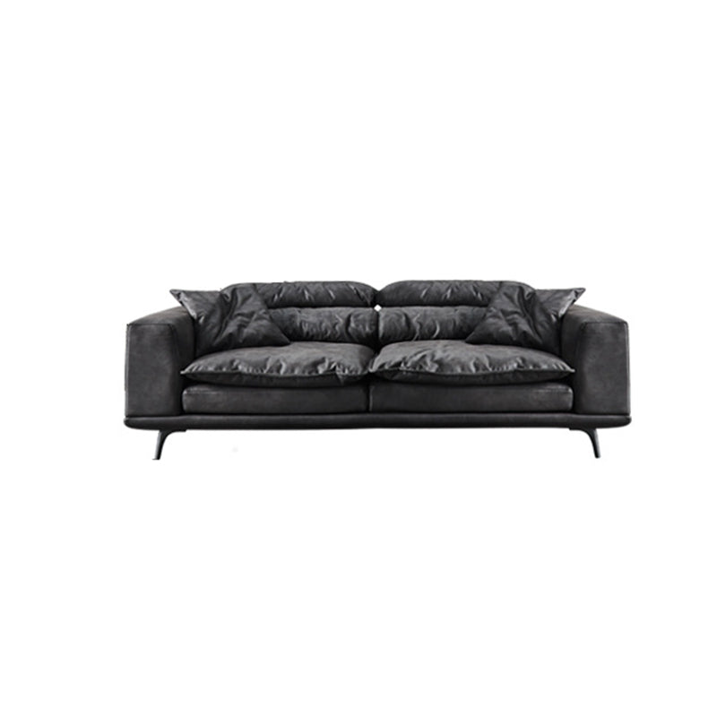 Square Armrest Cushioning Backrest Black Metal Sofa Legs Black Tech Fabric Sofa Bed