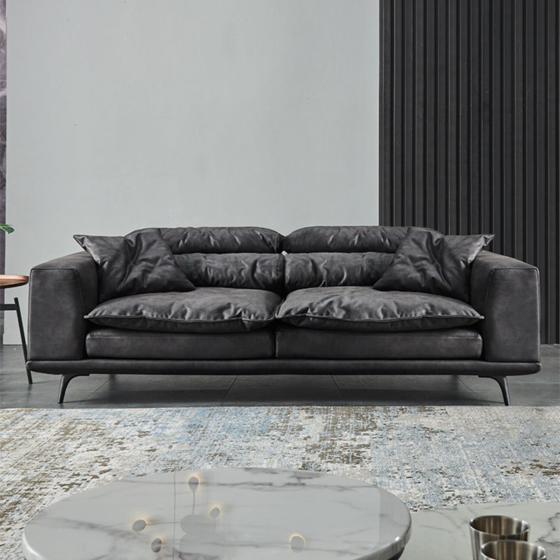 Square Armrest Cushioning Backrest Black Metal Sofa Legs Black Tech Fabric Sofa Bed