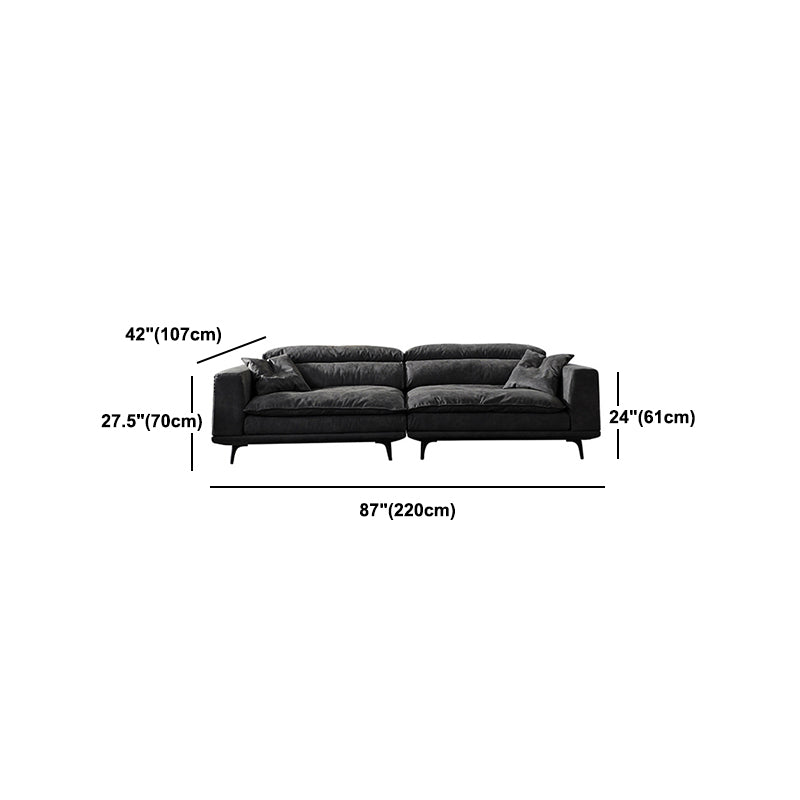 Square Armrest Cushioning Backrest Black Metal Sofa Legs Black Tech Fabric Sofa Bed