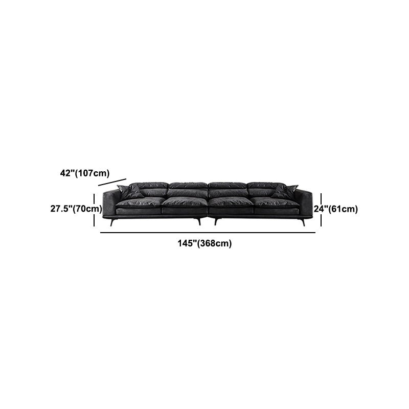 Square Armrest Cushioning Backrest Black Metal Sofa Legs Black Tech Fabric Sofa Bed