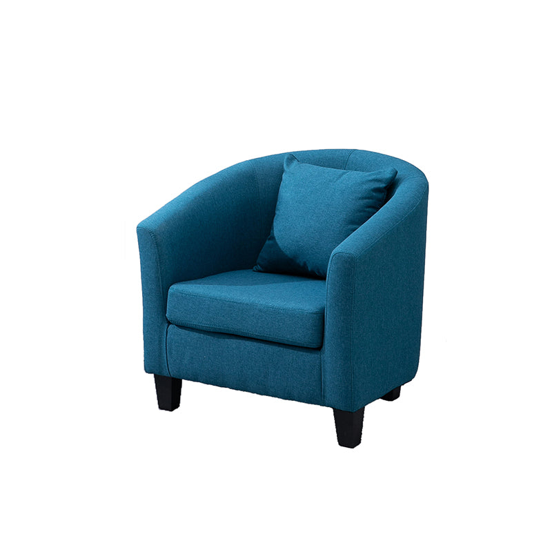 Linen Accent Chair 28.34" L x 28.34" W x 25.59" H Solid Wood Frame Barrel Chair