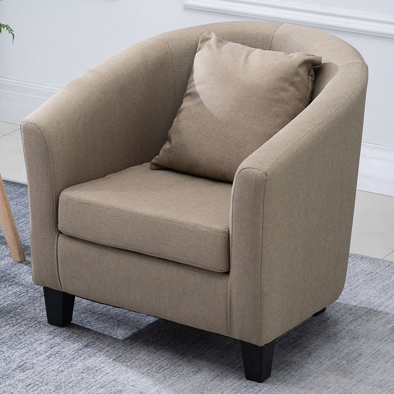 Linen Accent Chair 28.34" L x 28.34" W x 25.59" H Solid Wood Frame Barrel Chair