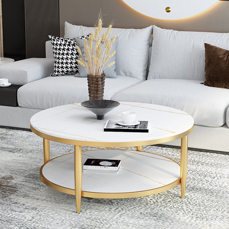 Glam Round 4 Legs Coffee Table Slate Top Coffee Cocktail Table