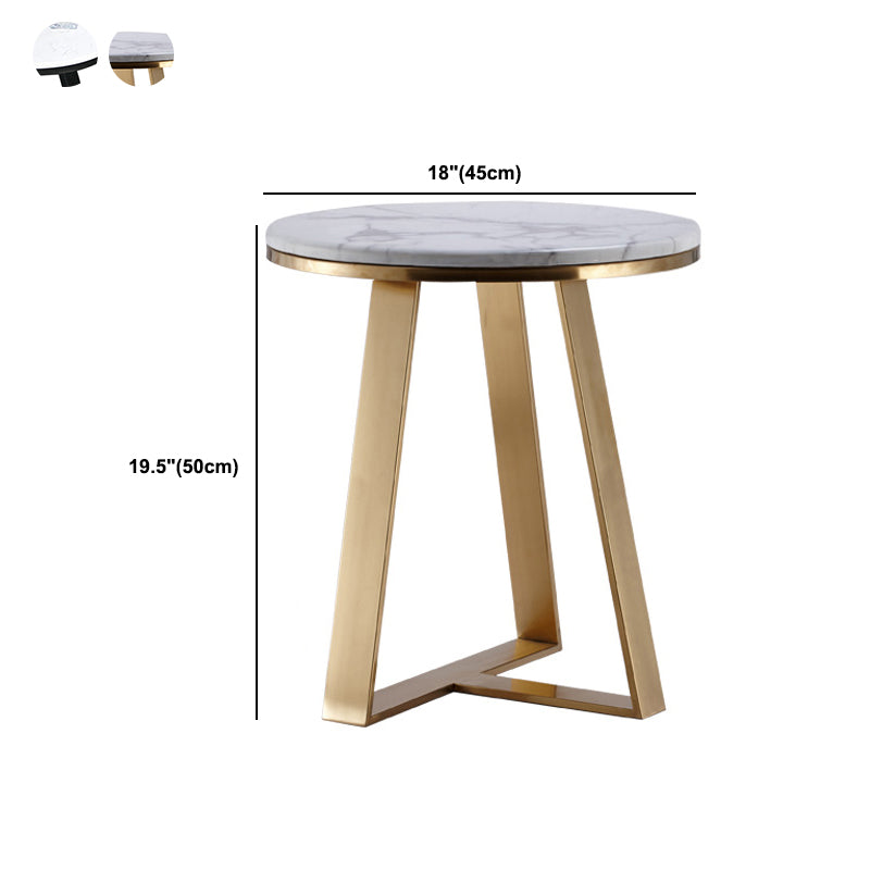 Glam Cross Legs Coffee Table Faux Marble Round Cocktail Table