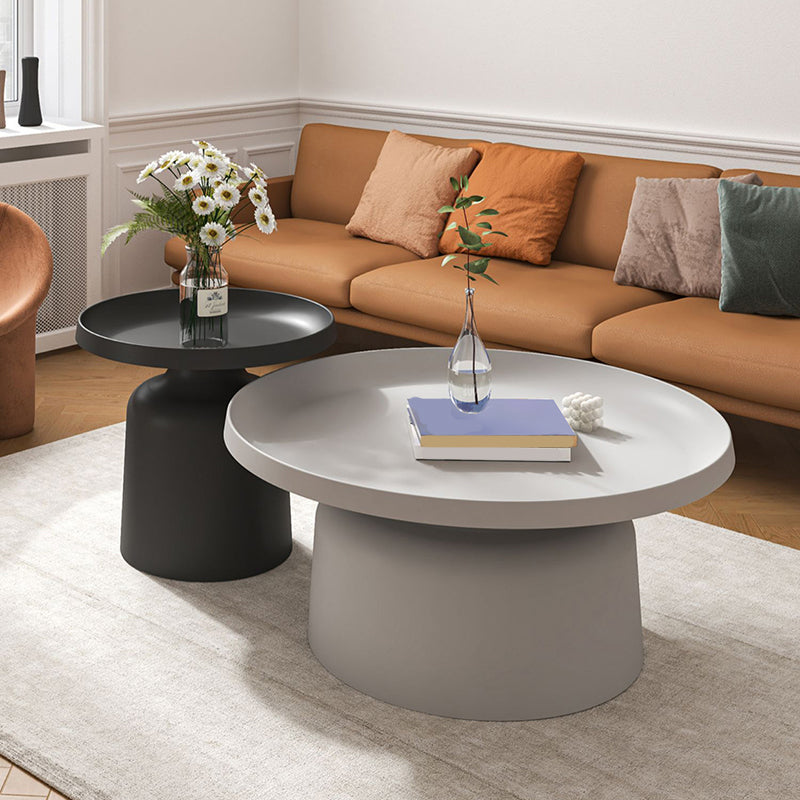 Round Tray Top Coffee Table Metal Pedestal 1 Single Cocktail Table