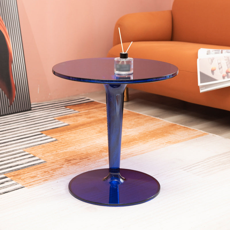 Crossed Base Design Acrylic Material Modern Style Round Side Table
