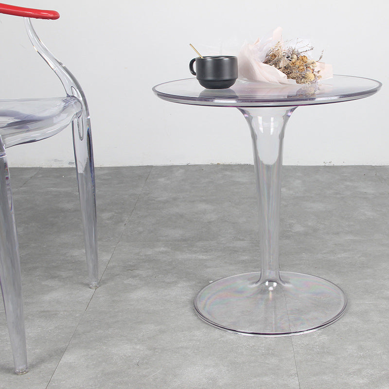 Crossed Base Design Acrylic Material Modern Style Round Side Table