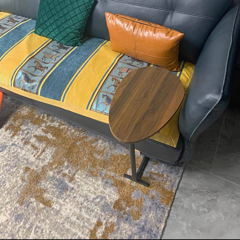 Pedestal Base Design Solid Wood Table Iron Base Free Shape Side Table