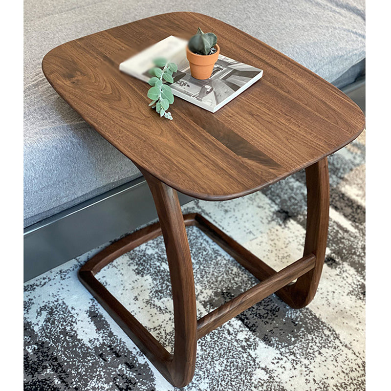 Scandinavian Rectangular Sofa Side Table C Shape Wood End Table