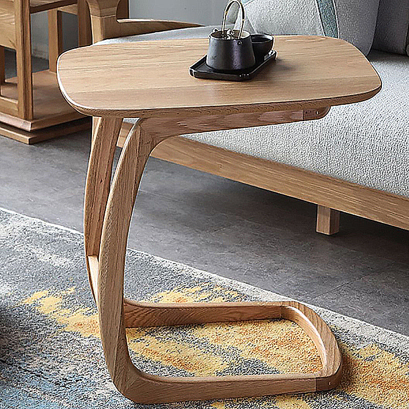 Scandinavian Rectangular Sofa Side Table C Shape Wood End Table
