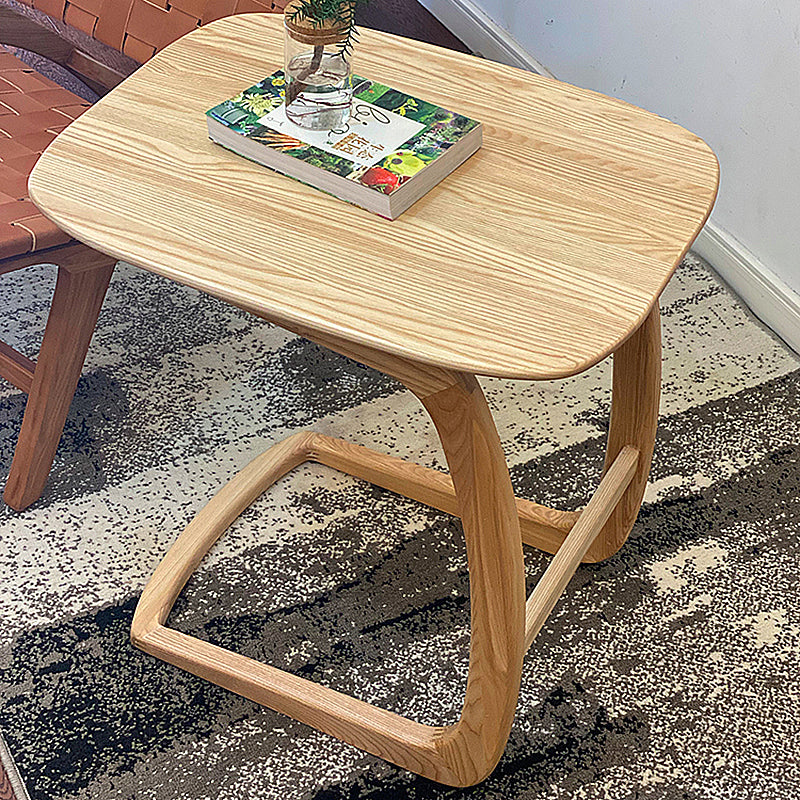 Scandinavian Rectangular Sofa Side Table C Shape Wood End Table