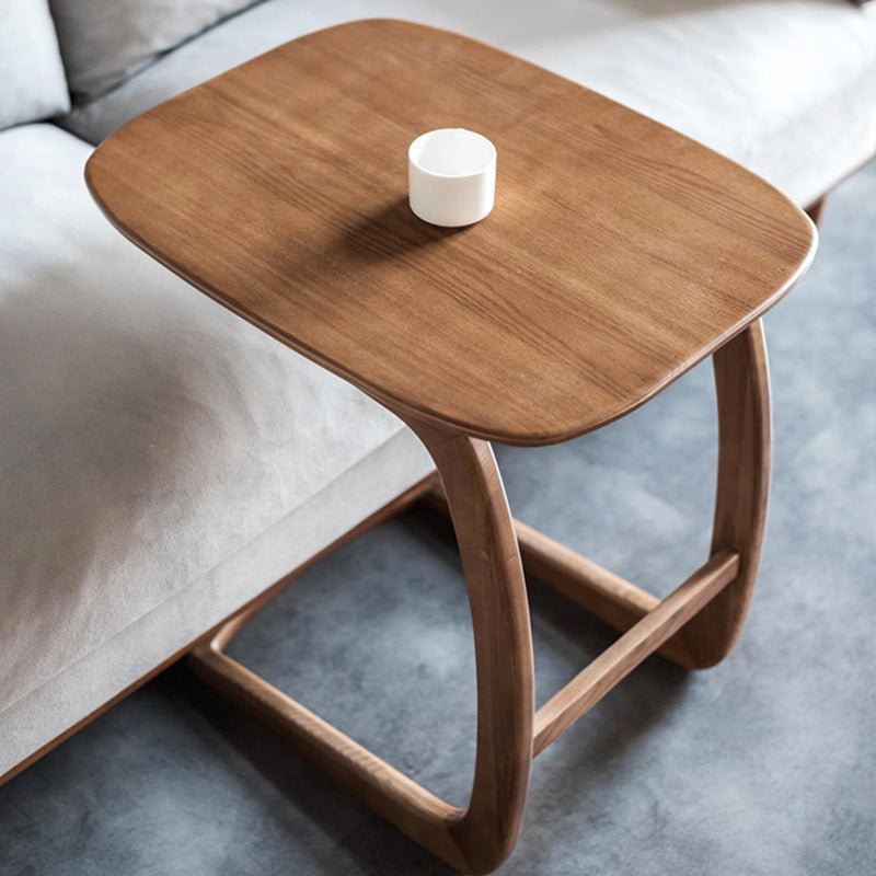 Scandinavian Rectangular Sofa Side Table C Shape Wood End Table