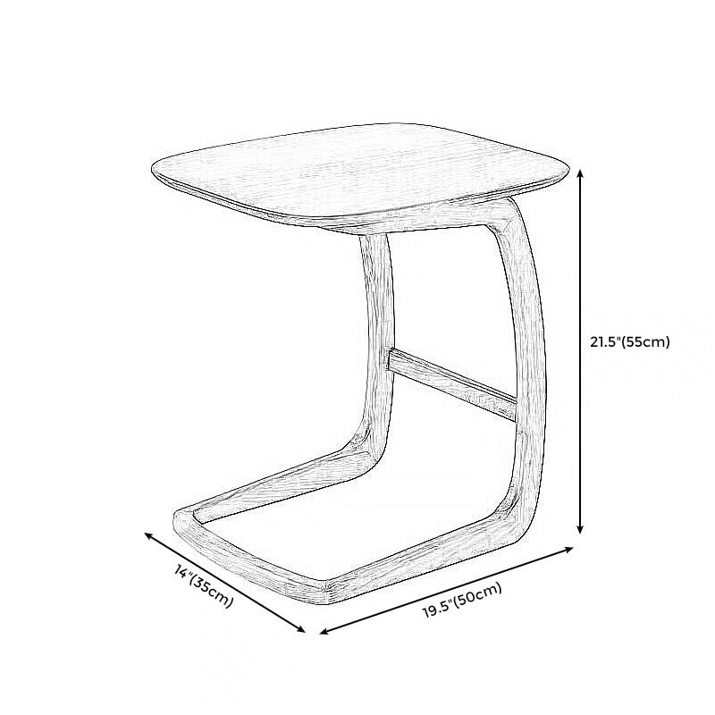 Scandinavian Rectangular Sofa Side Table C Shape Wood End Table