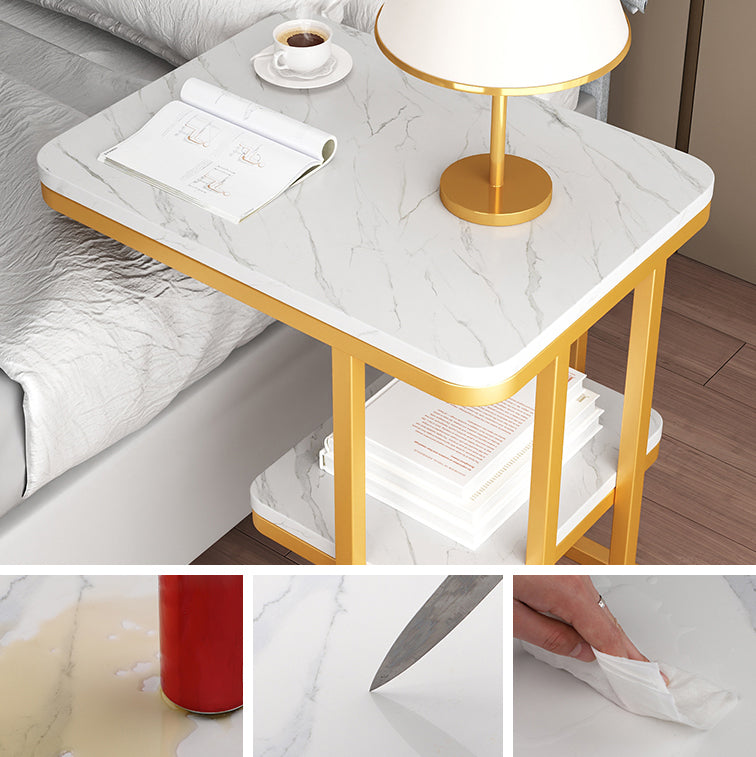 22.8" Tall Wooden Nightstand in Grey/ White / Black Modern Night Stand