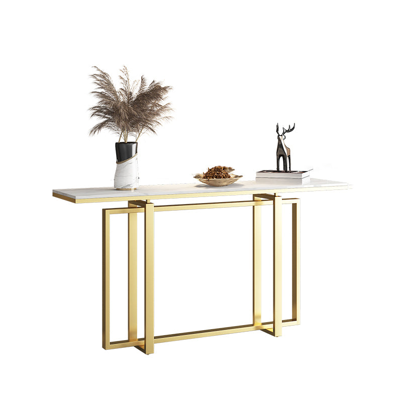 Glam Marble/metal Rectangle Frame Scratch Resistant Console Table for Hall