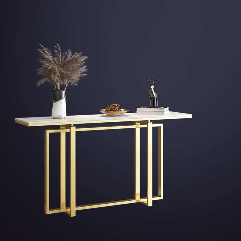 Glam Marble/metal Rectangle Frame Scratch Resistant Console Table for Hall