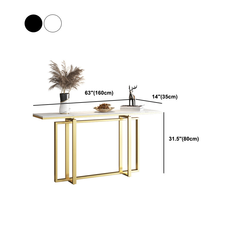 Glam Marble/metal Rectangle Frame Scratch Resistant Console Table for Hall