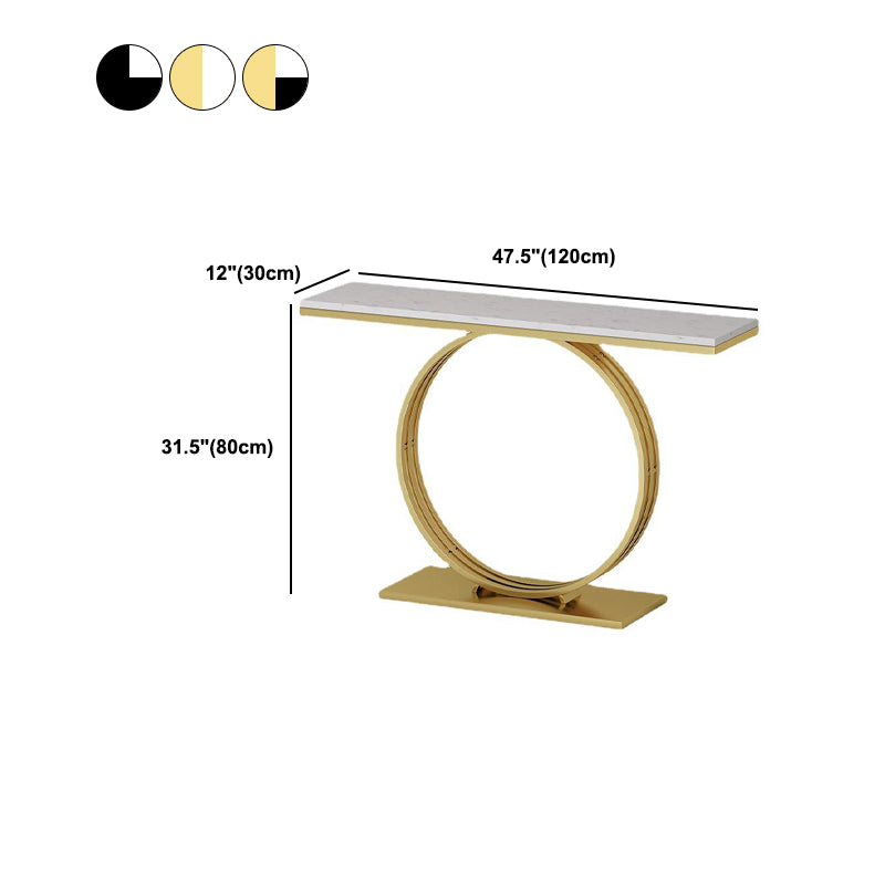 Glam Hall Pedestal Marble Rectangle Stain Resistant Console Sofa Table