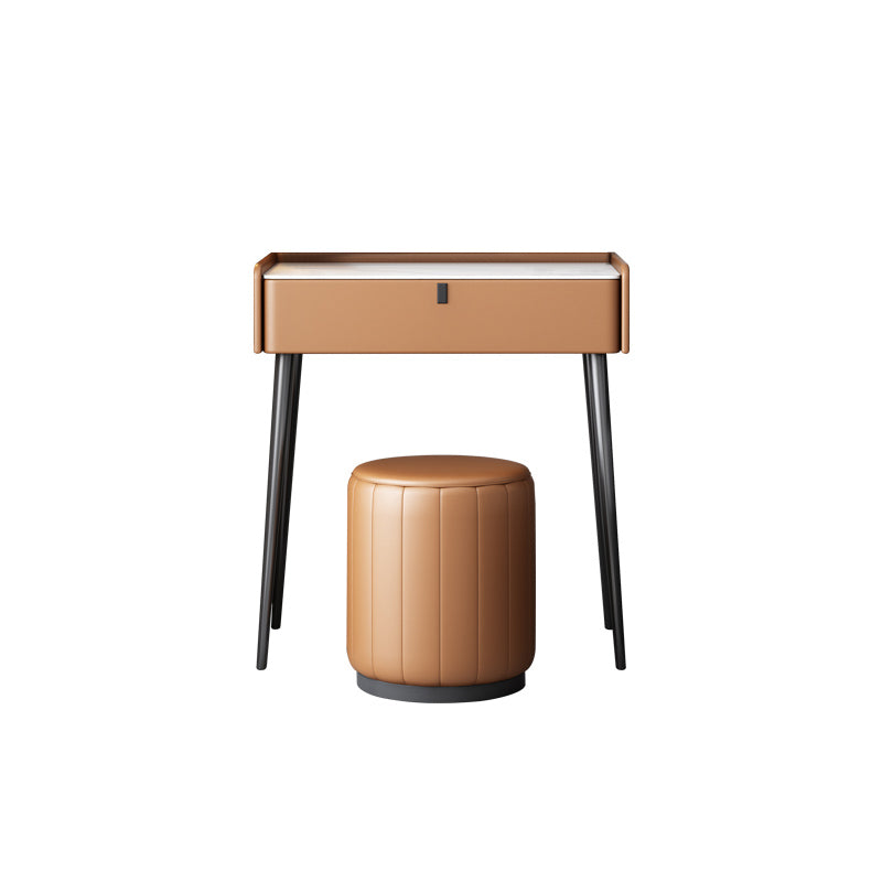 1/3 Drawers, 23.62"/27.56" Wide Vanity Set with Stool and Mirror,Brown