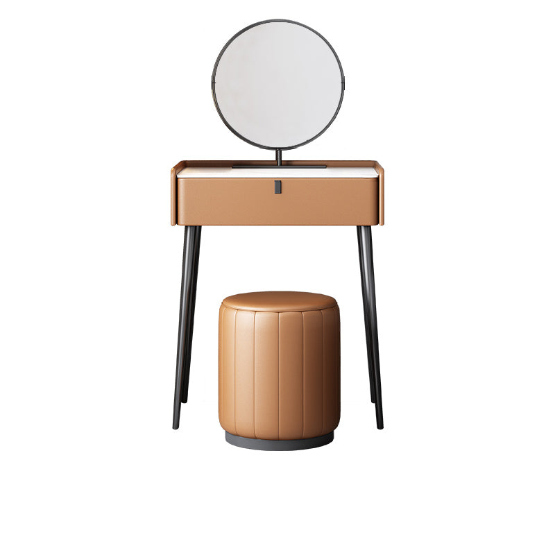1/3 Drawers, 23.62"/27.56" Wide Vanity Set with Stool and Mirror,Brown