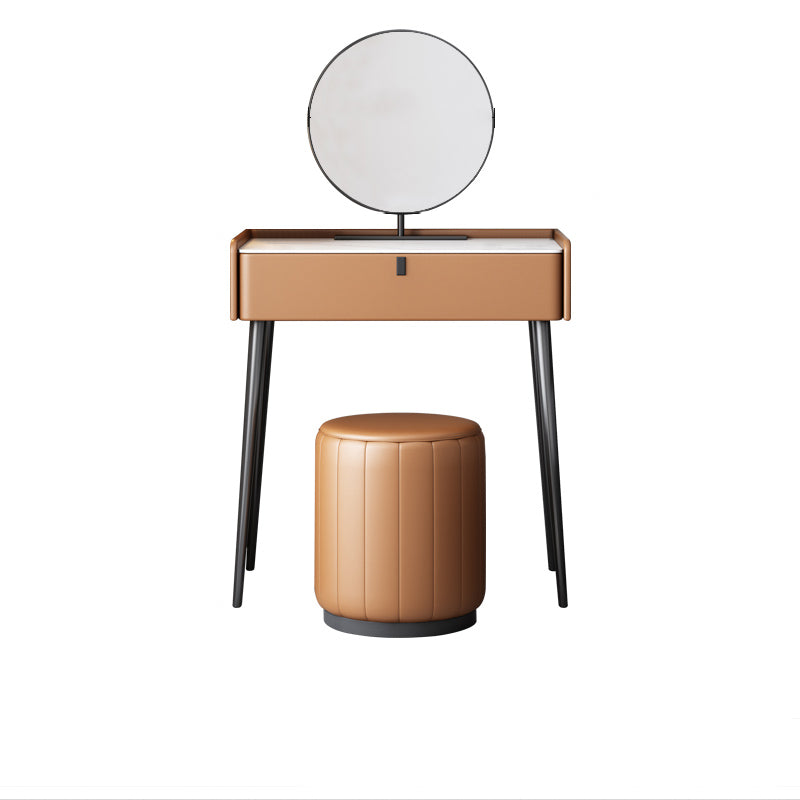 1/3 Drawers, 23.62"/27.56" Wide Vanity Set with Stool and Mirror,Brown