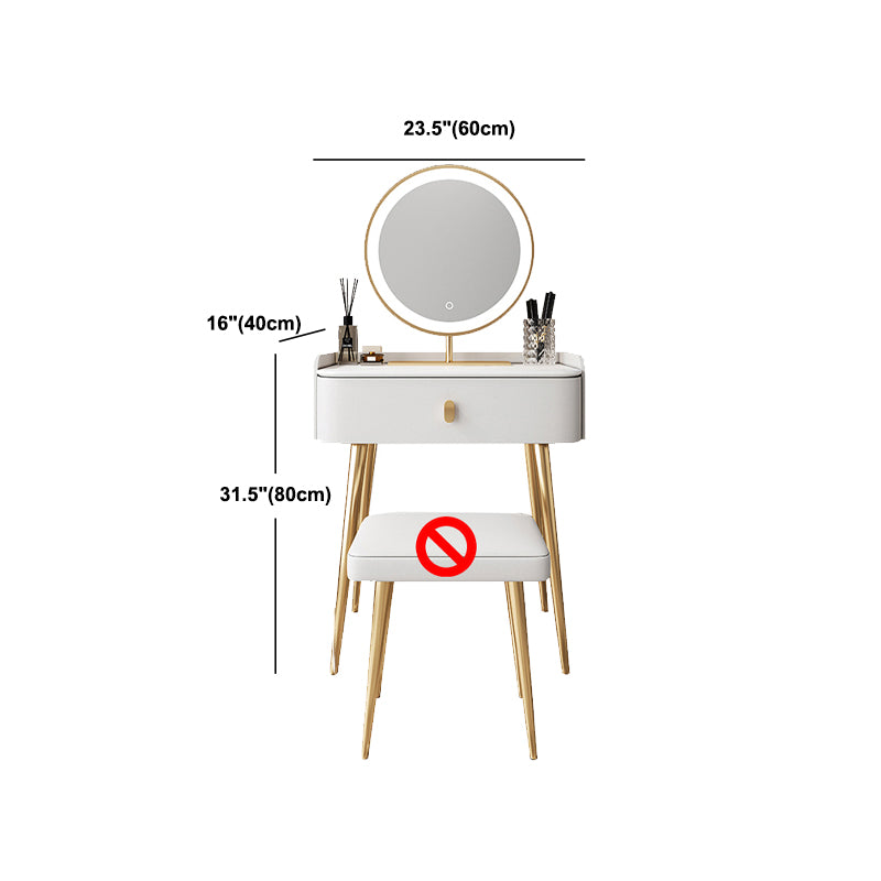 White Vanity with Makeup Table and Stool, 1/2 Drawers Dresser - 31.89" H