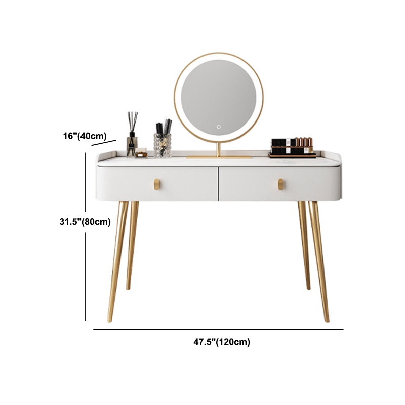 White Vanity with Makeup Table and Stool, 1/2 Drawers Dresser - 31.89" H