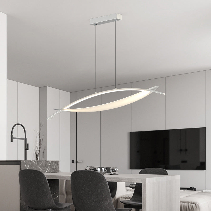 Simple Curved Hanging Island Light Metal LED Dining Room Island Ceiling Light