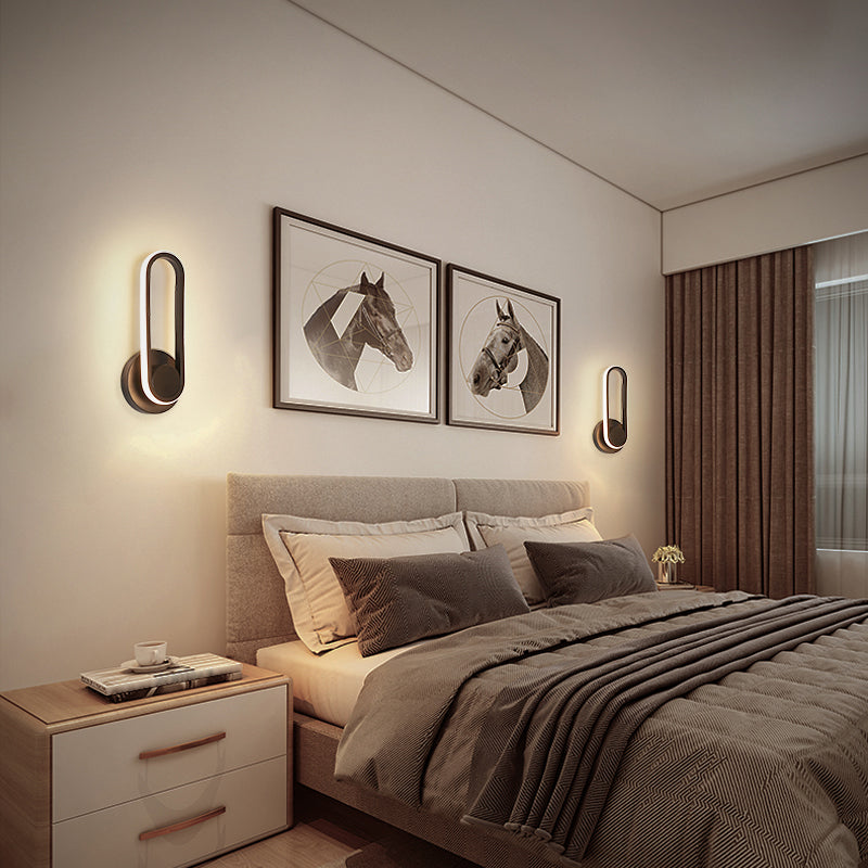 1-Light Ellipse Wall Mount Light Modern Style Metal Wall Mount Lighting