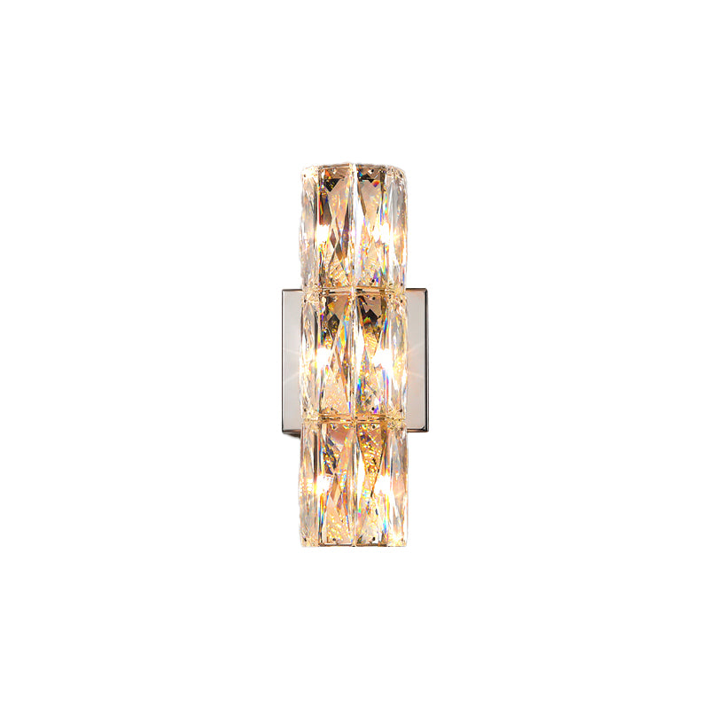 Light Luxury Metal Wall Light Rectangle Shape Wall Lamp with Crystal Shade for Bedroom