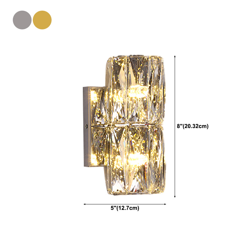 Light Luxury Metal Wall Light Rectangle Shape Wall Lamp with Crystal Shade for Bedroom
