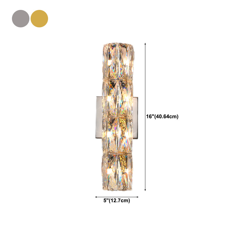 Light Luxury Metal Wall Light Rectangle Shape Wall Lamp with Crystal Shade for Bedroom