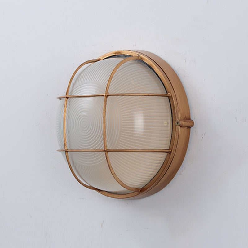 Industrial Metal Wall Sconce Geometric Shape Wall Light with Glass Shade for Living Room