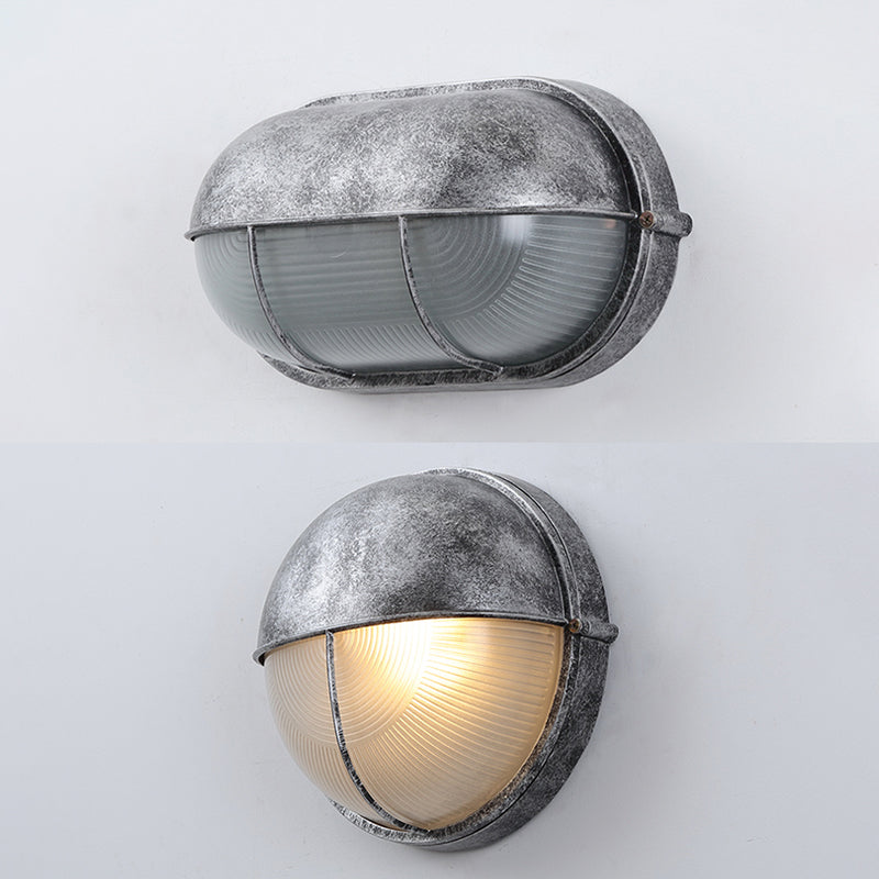 Industrial Metal Wall Sconce Geometric Shape Wall Light with Glass Shade for Living Room