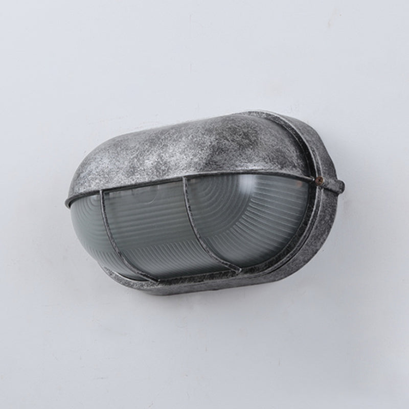 Industrial Metal Wall Sconce Geometric Shape Wall Light with Glass Shade for Living Room