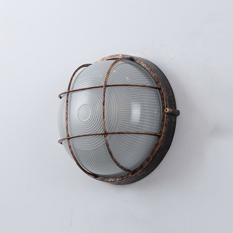 Industrial Metal Wall Sconce Geometric Shape Wall Light with Glass Shade for Living Room