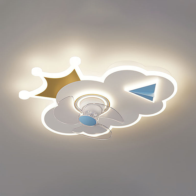 Multi Light Ceiling Fan Light Modern Style Metal Ceiling Fan Lighting for Living Room
