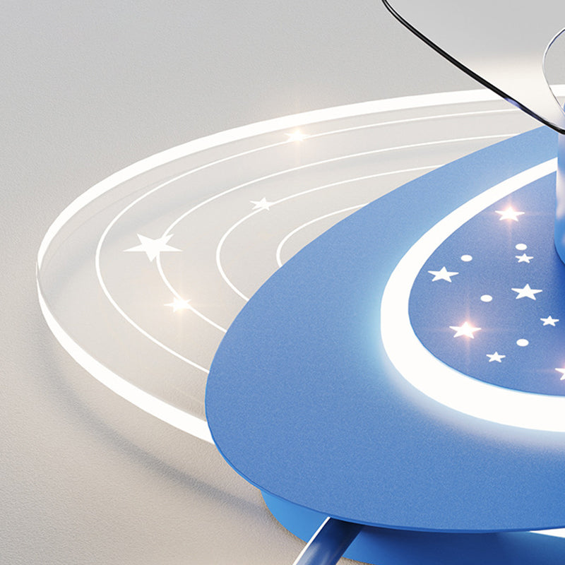 Metal Oval Shape Ceiling Fans Light Kid Style 3-Lights Ceiling Fan Light