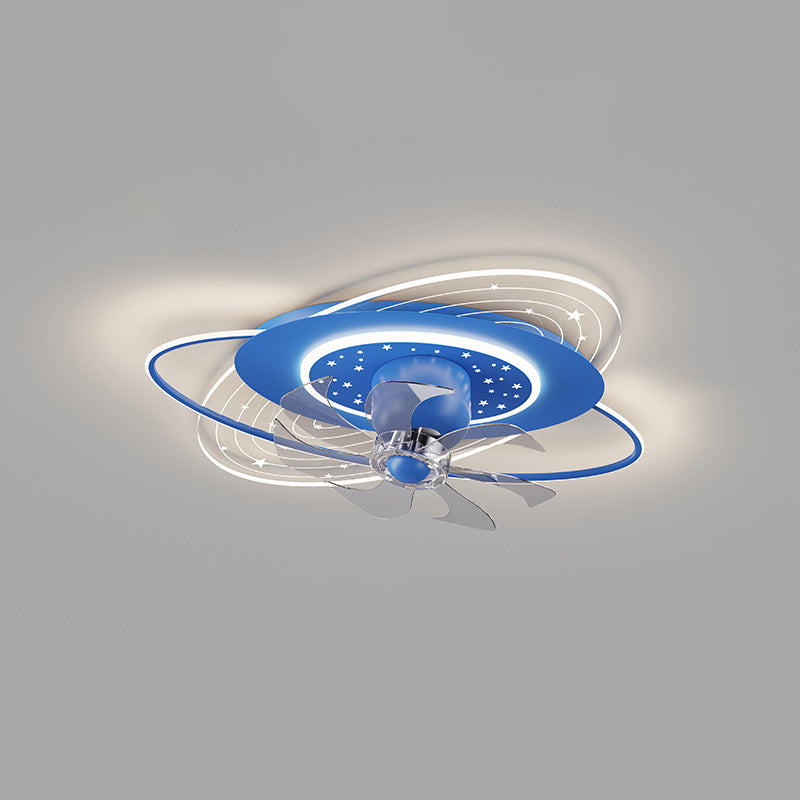 Metal Oval Shape Ceiling Fans Light Kid Style 3-Lights Ceiling Fan Light