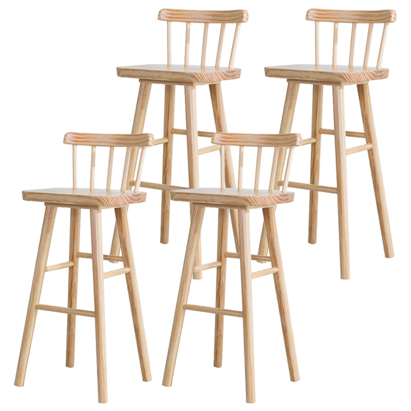 Modern Indoor Counter Stool Natural Solid Wood Square Counter Bar Stool