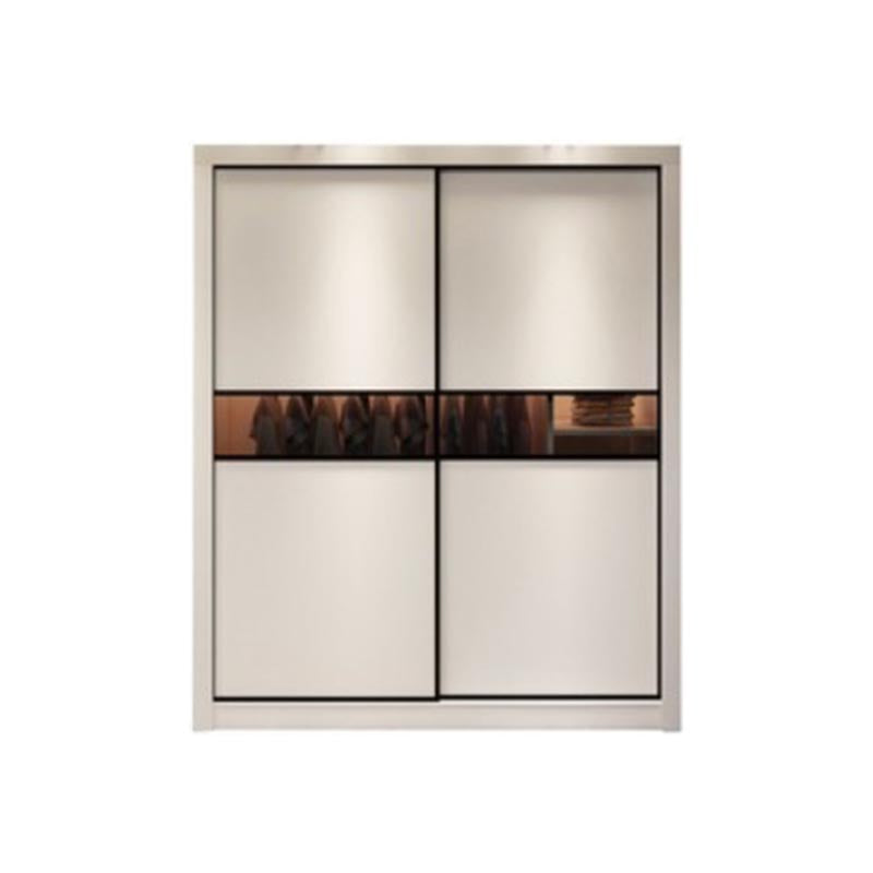 Contemporary Wardrobe White Colour Wooden Wardrobe Closet With 2 Drawers